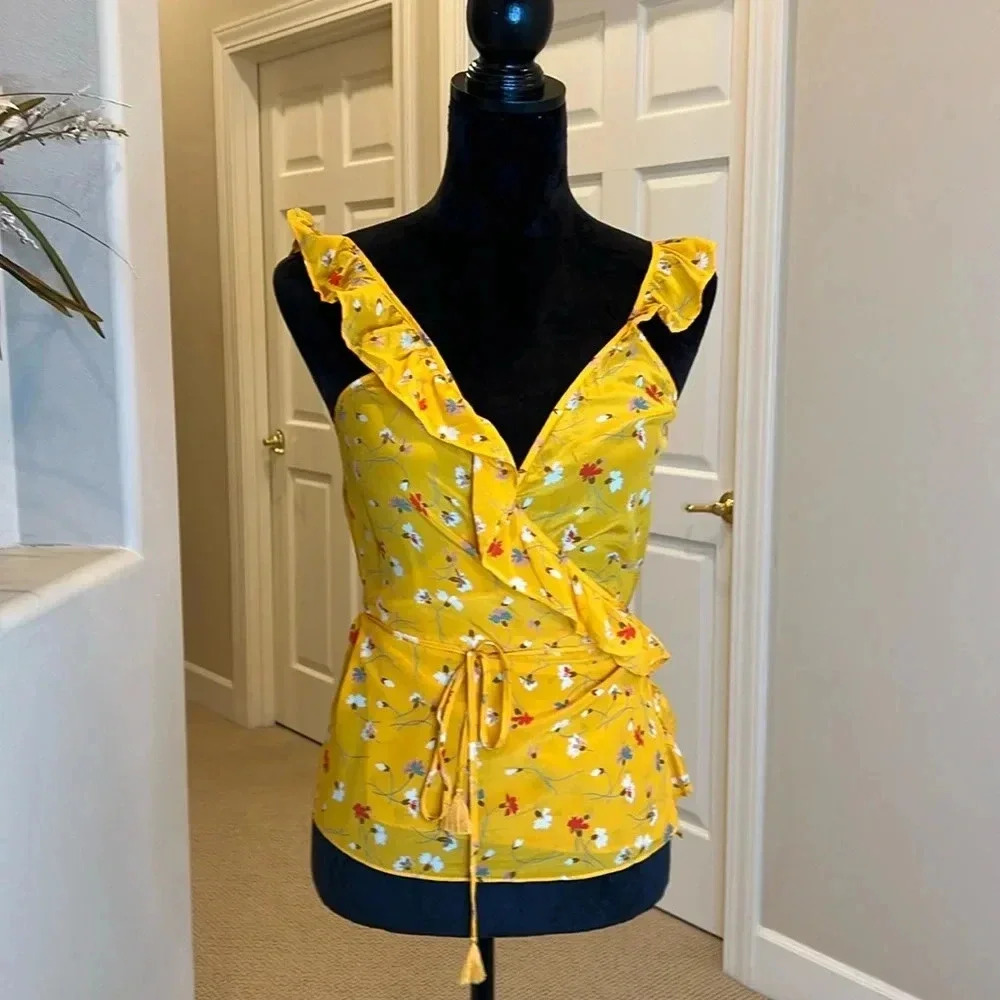 Madewell Yellow Floral Wrap Tank Size 0